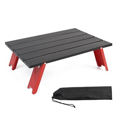 Imagem de Mini mesa portátil dobrável para acampamento ao ar livre para piquenique, churrasco, utensílios de mesa, mesa dobrável leve para computador (vermelho)