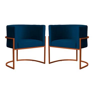 Imagem de Kit 02 Poltrona Luana Base Bronze Para Sala Veludo Cores - DS Estofados