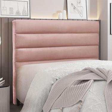 Imagem de Cabeceira Para Cama Box King La Italiana 195Cm Veludo Rosa