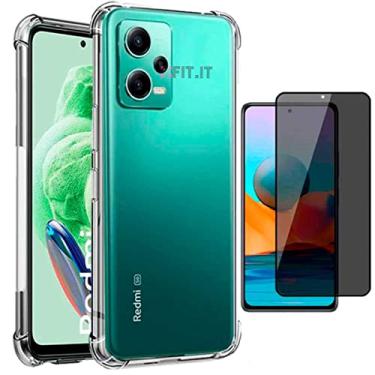 Imagem de Capa Capinha Antiqueda Compatível com Xiaomi Redmi Note 12 5G + Película 3D Frontal Privacidade Anti Espiao