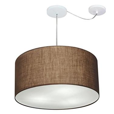 Imagem de Lustre Pendente com Desvio de Centro Cúpula Tecido 55x30 cm, Vivare Iluminação, Pendente4253 LC, Café, Médio