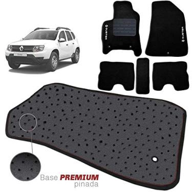 Imagem de Jogo de Tapete Carpete Tevic Pinado Compatível Com Renault Nova Duster 2016 17 18 Impermeável Lavável Logo Bordado 5 Peças