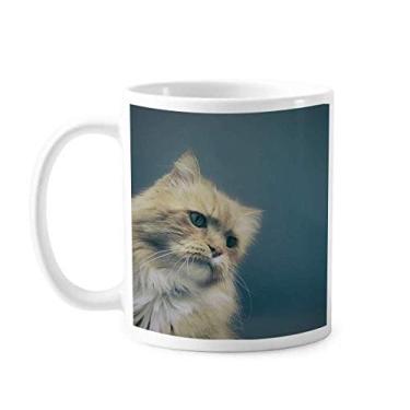 Imagem de Caneca de foto de gato azul animal, caneca de cerâmica café porcelana copo talheres