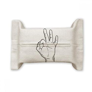 Imagem de Bolsa de linho de algodão com estampa de gesto OK para lenços faciais