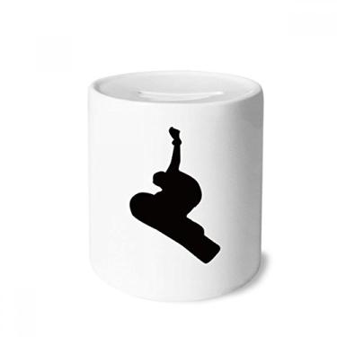Imagem de DIYthinker Caixa de moeda de cerâmica com desenho de saltar para skateboard Sport Black Piggy Bank presente