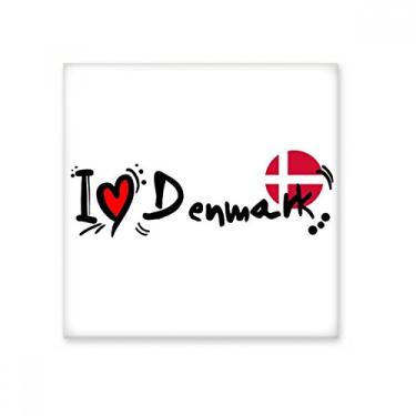 Imagem de I Love Denmark Bandeira da Palavra Amor Ilustração Coração Piso de Cerâmica Brilhante Banheiro Cozinha Decoração Artesanato Presente