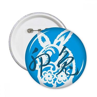 Imagem de Ano Novo dos Coelhos Animal do Zodíaco Chinês Pinos Redondos Emblema Decoração de Roupas 5 peças Presente