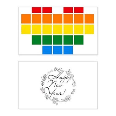 Imagem de Rainbow Gay LGBT Caixa pequena coração LGBT Ano Novo Cartão de felicitações Mensagem Abençoada Presente