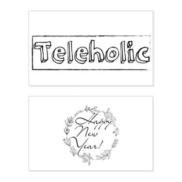 Imagem de Elegante Palavra Teleholic Festival Ano Novo Cartão de felicitações Bless Message Present