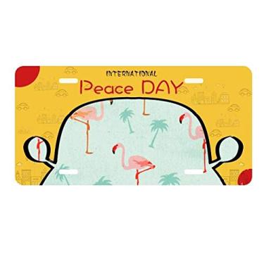 Imagem de DIYthinker Placa de carro com estampa de flamingo rosa animal placa etiqueta decoração de carro dia da paz