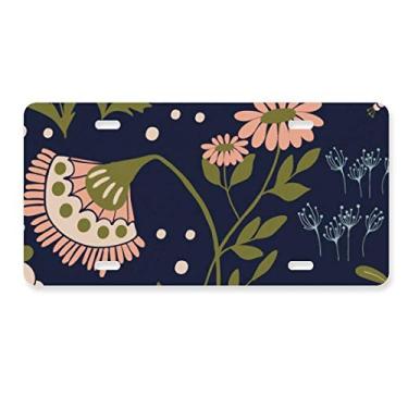Imagem de DIYthinker Placa de carro rosa com flor selvagem para decoração de carro de aço inoxidável