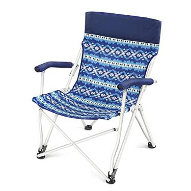 Imagem de GQYYS Cadeira dobrável para acampamento, cadeira dobrável com braço alto nas costas, moldura de aço dobrável, suporta 150 kg, ideal para o verão para ir à praia, tomar banho de sol, pesca, festas super