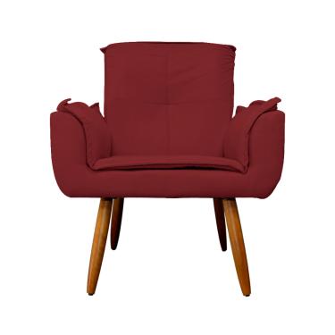 Imagem de Poltrona Decorativa Estofada Para Salão de Beleza Emília Plus Suede Vermelho Bordo - LM DECOR