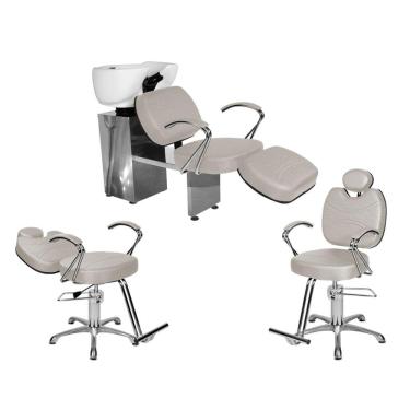Imagem de Kit Salão Topázio 1 Fixa + 1 Recl Base Estrela + Lavatório C/Ap BrancoFac
