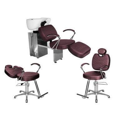 Imagem de Kit Salão Topázio 1 Fixa + 1 Recl Base Estrela + Lavatório C/Ap Vinho