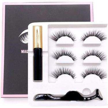 Imagem de Conjunto 3 Pares Cílios Postiços Magnéticos Máscara