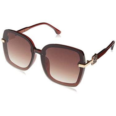 Imagem de Óculos de sol quadrado feminino Jessica Simpson J6112, 100% de proteção UV, marrom, 65 mm