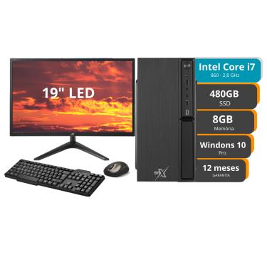 Imagem de Micro Computador Desktop Intel Core i7 860 8gb ssd 480gb Windows 10 Pro Teclado Mouse Monitor 19