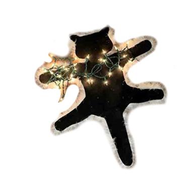 Imagem de Tapete de pelúcia de gato de 23 polegadas, tapete de gato frito iluminado, decoração de luzes de Natal engraçadas, tapete de área de cobertor de gato peludo, tapete de gato de(Luz quente)