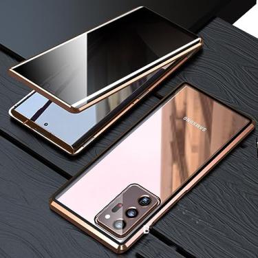 Imagem de Casos de vidro lateral duplo de privacidade para Samsung S23 S22 S21 Ultra S20 FE S20 Nota 20 Ultra Metal Magnético Capa de telefone, ouro, para S21 Ultra6.8