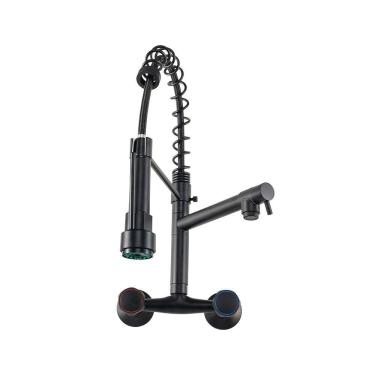 Imagem de Torneira Para Cozinha Gourmet Misturador Duplo Comando De Parede Munim Pingoo.casa - Preto