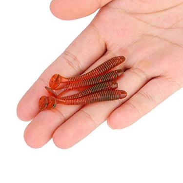 Imagem de Larva de cauda encaracolada, kit de isca de pesca, 50 peças de iscas de pesca macias de 5 cm, isca de pesca de plástico, iscas de minhoca, acessório de equipamento de peixe 9 cores (vermelho)