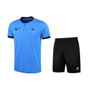 Imagem de KELME Camisa de árbitro de futebol profissional uniforme de manga curta - Inclui camisa e shorts, Azul, G