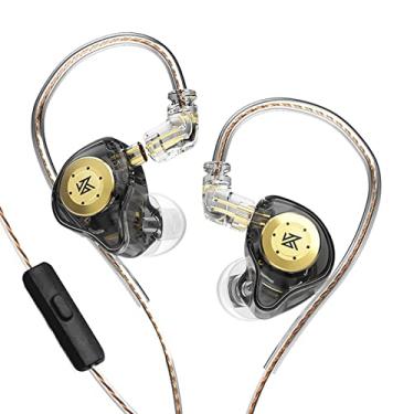 Imagem de Daconovo Monitor de palco intra-auricular KZ EDX Pro Fone de ouvido Dual Magnetic Dynamic Unit Fone de ouvido Shock Bass Earbuds com cabo destacável de 0,75 mm Fone de ouvido com fio confortável (com