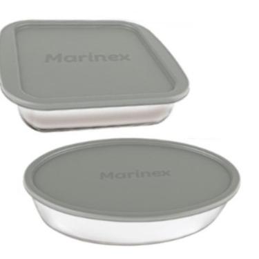 Imagem de Conjunto Assadeiras De Vidro Com Tampa Marinex 02 Peças