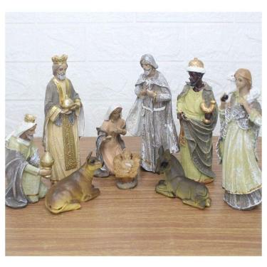 Imagem de Decoração Enfeite Natal Presépio Natalino Resina 9 Peças
