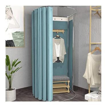 Imagem de Guarda-roupa Vestiário portátil para cortina de vestiário de canto fácil de instalar divisória de tela de privacidade temporária semicírculo vestiário armário