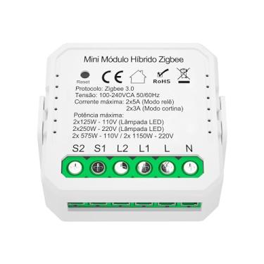 Imagem de Hi by Geonav Módulo Híbrido de 2 canais ZigBee, Interruptor inteligente + Controle de cortina motorizada, Bivolt, Comando de voz, Compatível com Amazon Alexa e Google Assistente, HIZBH2C, Branco