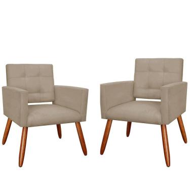 Imagem de Kit 2 Poltronas Estofadas Para Sala Comercial Camila Suede Cappuccino - LM DECOR