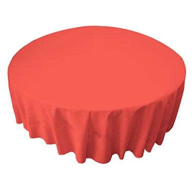 Imagem de LA Linen Toalha de mesa de popelina de poliéster de 182 cm, redonda, coral