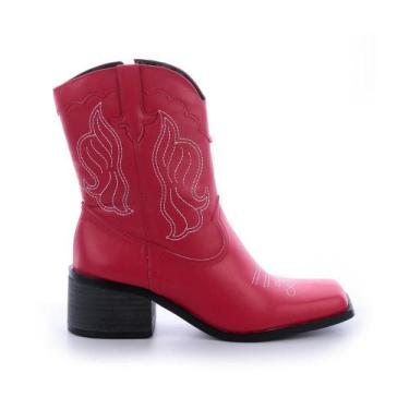 Imagem de Bota Texana Janet Bico Quadrado Vermelho - Damannu Shoes