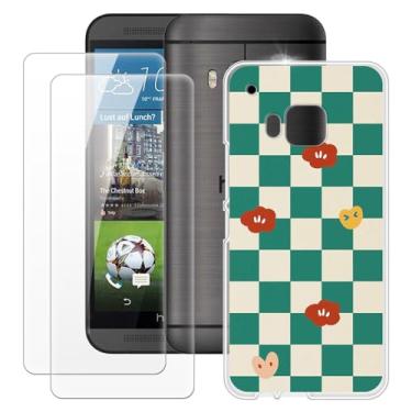 Imagem de MILEGOO Capa HTC One M9 + 2 peças protetoras de tela de vidro temperado, capa de TPU de silicone macio para HTC M9 (5 polegadas)