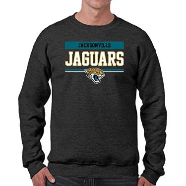 Imagem de Moletom NFL de manga comprida carvão, vestuário Gameday, moletom unissex de gola redonda para homens e mulheres (Jacksonville Jaguars - preto, adulto GG)