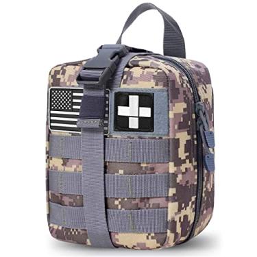 Imagem de TANSOLE TAN SOLE Bolsa de kit de primeiros socorros Molle ifak vazia bolsa médica tática médica bolsa de cinto para rasgar pequenas bolsas de ferramentas de resgate (ACU)