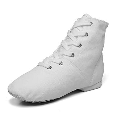 Imagem de MSMAX Botas de Jazz para meninas, tênis de dança com cadarço para meninos, Branco, 1 Little Kid