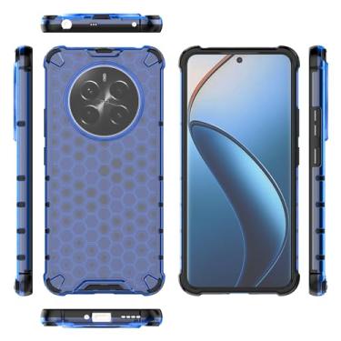 Imagem de Pzwoxukhov Capa compatível com Realme 12+ 5G / Narzo 70 / P1, Realme 12 4G / 13 4G Honeycomb Anti-Drop Shock Absorbing Case Azul