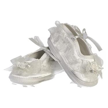 Imagem de Pink Princess Sapatos de batismo para meninas - Sapatos brancos de batizado para bebês recém-nascidos - Zapatos de Bautizo para Nina, Branco, 0.5 Infant