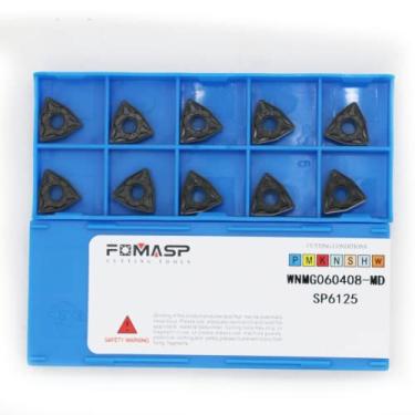 Imagem de FomaSP WNMG332 / WNMG060408-PM de inserções de carboneto CNC para ferramentas de corte de torneamento de aço, o disjuntor de cavacos "PM" serve para corte de metal semiacabamento, 10 peças.