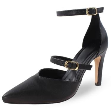 Imagem de Scarpin Re&Ton Corte V Salto Médio Fino Confortável SC7 (Preto Napa, BR, Adulto, Numérico, 36)