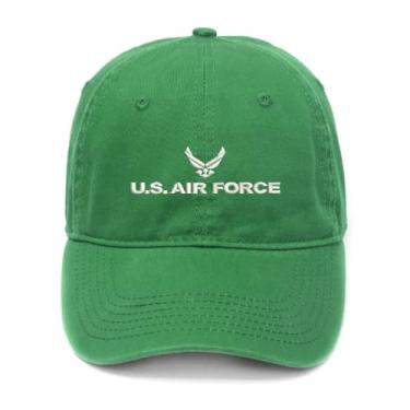 Imagem de L8502-LXYB Boné de beisebol masculino bordado Air Force algodão lavado, Verde, 7 1/8