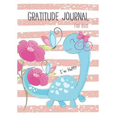 Imagem de Diário de gratidão para crianças: registro diário de 90 dias para escrever, gratidão a Deus todos os dias, tema para meninas, design de desenho animado de dinossauro (caderno de felicidade infantil