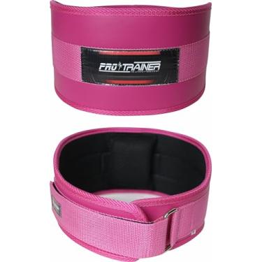 Imagem de Cinturão De Musculação Pro trainer Proteção Academia Cross Agachamento Treino (Novo Rosa, m)