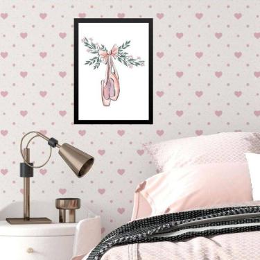 Imagem de Quadro Infantil Minimalista Sapatilha Balé 33X24Cm - Vidro