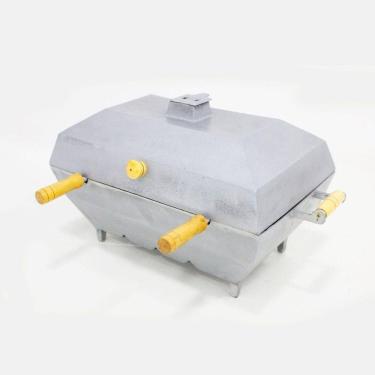 Imagem de Churrasqueira Bafo Quadrada Alumínio Fundido Extra Grande Cinza