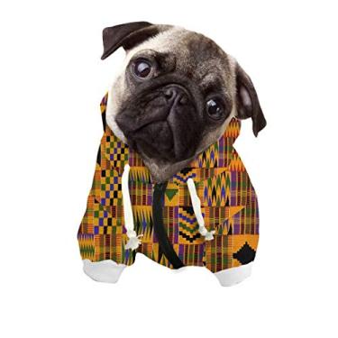 Imagem de GOSTONG Moletom com capuz e estampa asteca étnica de listras africanas para cães, roupas com zíper para cães, moletom com capuz, camisetas com capuz para cães e gatos