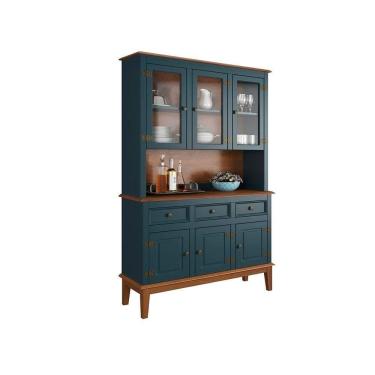 Imagem de Arca E Oratório 6 Portas E 3 Gavetas - Madeira Maciça Azul Petróleo